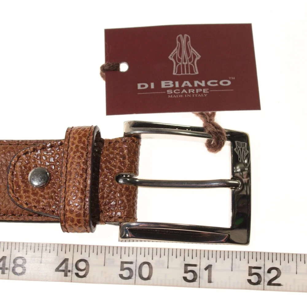 Di Bianco NWT Cut to Size Dress Belt In Solid Brown Pebbled Leather One Size